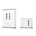 Ver imagem 3 de Conjunto Quarto de Bebê Guarda-Roupa e Cômoda Sophia Espresso Móveis Branco/Jequitiba