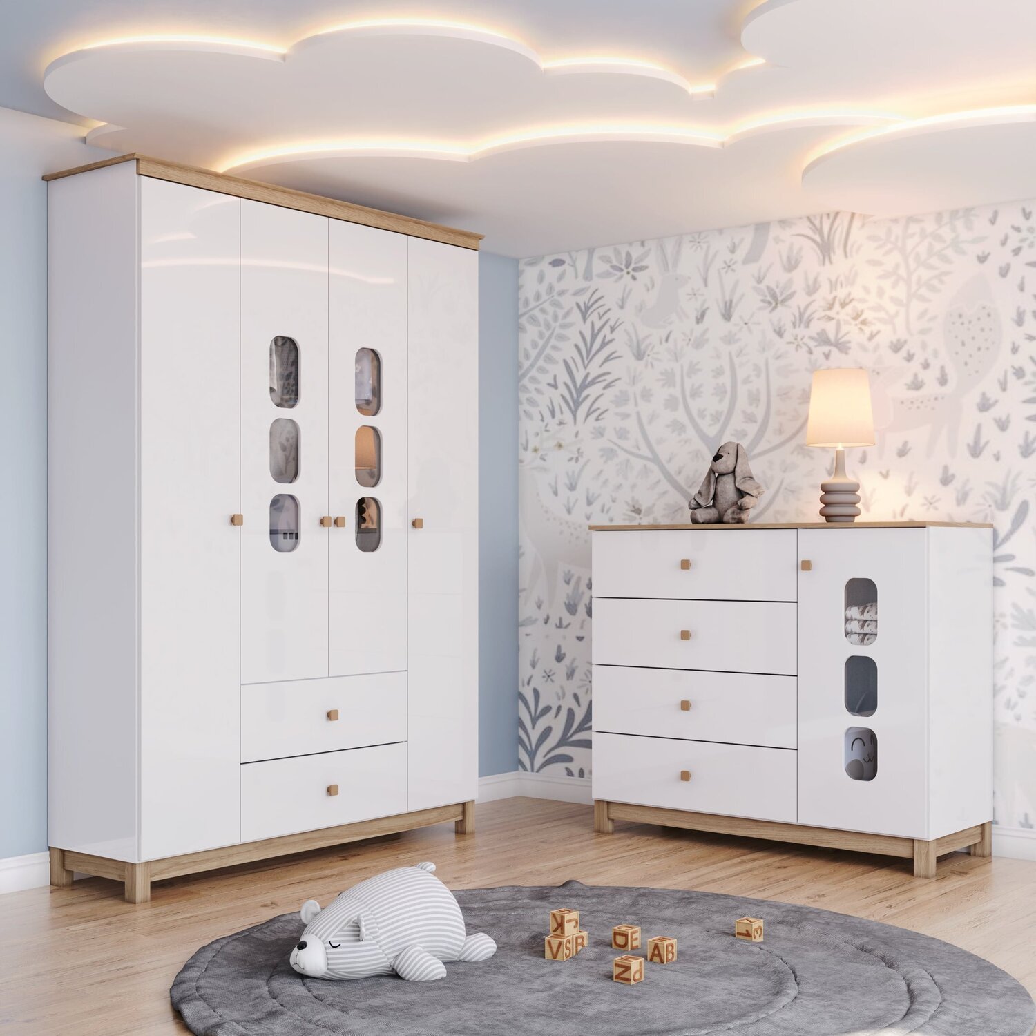 Conjunto Quarto de Bebê Guarda-Roupa e Cômoda Sophia Espresso