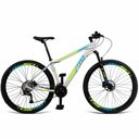 Ver imagem 1 de Bicicleta Unisex 15" Aro Aero 29 24v Freios a Disco Suspensão 80mm Guidão Curvo Branco/azul/verde