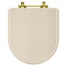 Assento Sanitário Carrara Amendoa para Vaso Deca com Ferragem Dourada - 1