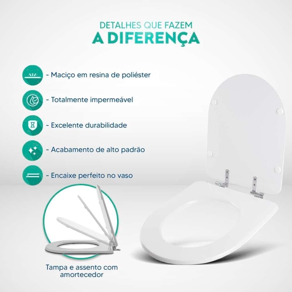 Tampa de Vaso Poliester com Amortecedor Oxford Branco para Bacia Deca - 5