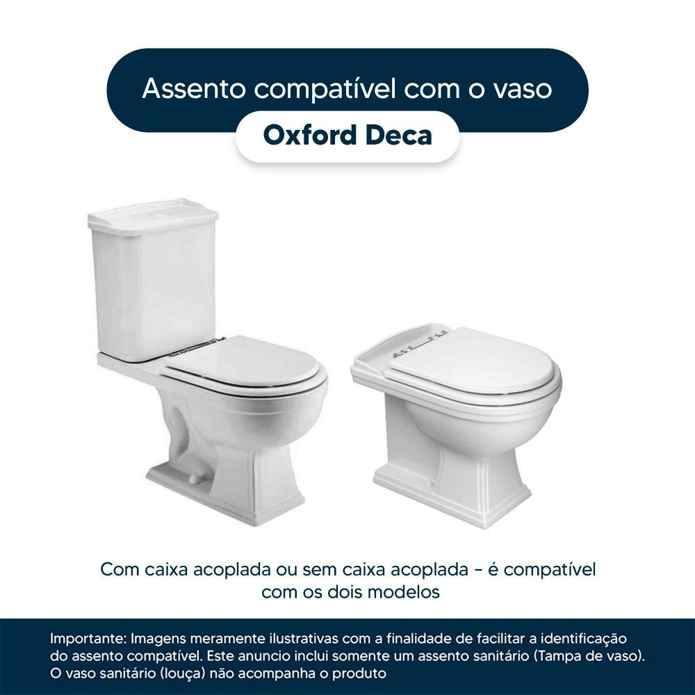 Tampa de Vaso Poliester com Amortecedor Oxford Branco para Bacia Deca - 4