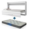 Cama de Parede Dobrável Solteiro Horizontal Framar Branco com Colchão Probel D20 - 1