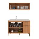 Ver imagem 2 de Cozinha Iara Modulada 2 Peças 6 Portas 1 Gaveta Marrom/Freijó/Off White