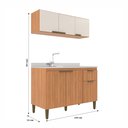 Ver imagem 4 de Cozinha Iara Modulada 2 Peças 6 Portas 1 Gaveta Marrom/Freijó/Off White