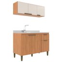 Ver imagem 3 de Cozinha Iara Modulada 2 Peças 6 Portas 1 Gaveta Marrom/Freijó/Off White