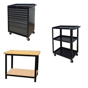 Conjunto 2 Carros Profissional em Aço 1 Bancada 110cm para Ferramentas Presto