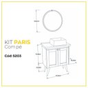Ver imagem 3 de Conjunto de Banheiro com Pé Paris, Espelheira, Tampo e Cuba em Mármore Sintético Marrom/Nogal Sevilha