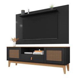 Rack com Painel de Tv 50 Polegadas Esmeralda Preto Cedro Casa D - 2