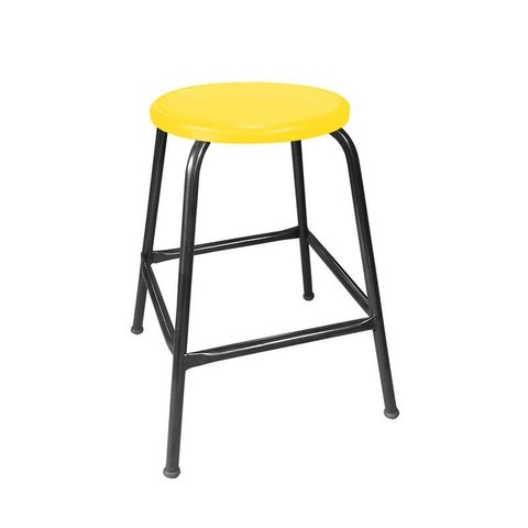 Banco de Metal Assento Plástico Amarelo Empilhável e 45cm Altura