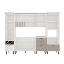 Ver imagem 4 de Cozinha Completa Modulada 6 Peças 1 Cristaleira 2 Armários Aéreos 1 Paneleiro 2 Balcões com Tampos Impermeáve Cinza/Branco/Fendi