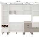 Ver imagem 3 de Cozinha Completa Modulada 6 Peças 1 Cristaleira 2 Armários Aéreos 1 Paneleiro 2 Balcões com Tampos Impermeáve Cinza/Branco/Fendi