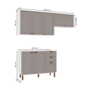 Ver imagem 3 de Cozinha Compacta Modulada 3 Peças 100% MDF 2 Armários Aéreos e Balcão com Tampo Iluminata Branco/Fendi Cinza
