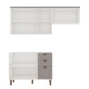 Ver imagem 4 de Cozinha Compacta Modulada 3 Peças 100% MDF 2 Armários Aéreos e Balcão com Tampo Iluminata Branco/Fendi Cinza