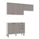Ver imagem 2 de Cozinha Compacta Modulada 3 Peças 100% MDF 2 Armários Aéreos e Balcão com Tampo Iluminata Branco/Fendi Cinza