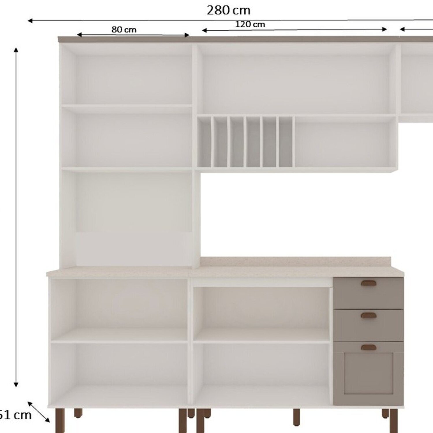 Cozinha Completa com Cristaleira Forno sem Tampo 100% Mdf Iluminata - 3