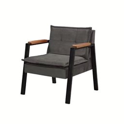 Kit 2 Poltrona Fortaleza Veludo Cinza Base em Metal Preto - 4