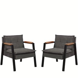 Kit 2 Poltrona Fortaleza Veludo Cinza Base em Metal Preto - 8