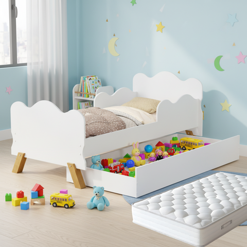 Cama Infantil com Colchão Menina Menino e Auxiliar Multiuso - Muito Segura com Proteção Lateral