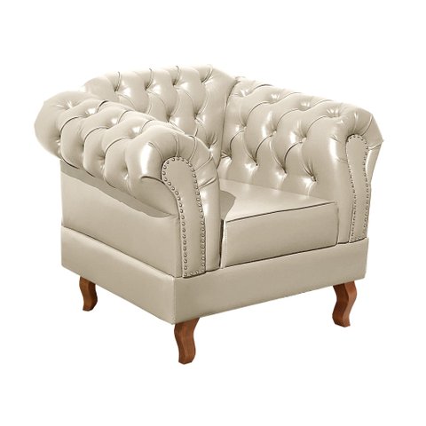 Poltrona Dom Pedro Chesterfield Retrô Decorativa Bege