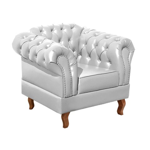 Poltrona Dom Pedro Chesterfield Retrô Decorativa Branco