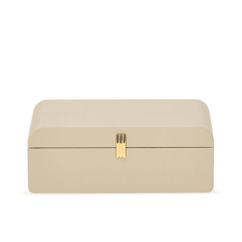 Caixa Decorativa Bege e Dourado 28x18,5x10cm