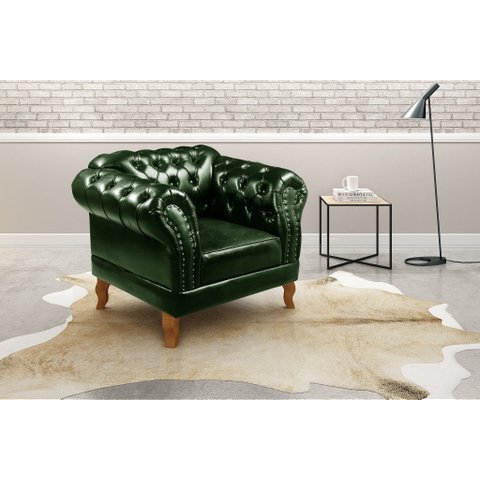 Poltrona Dom Pedro Chesterfield Retrô Decorativa Verde