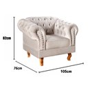 Ver imagem 3 de Poltrona Dom Pedro Chesterfield Retrô Decorativa Bege Claro
