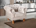 Ver imagem 1 de Poltrona Dom Pedro Chesterfield Retrô Decorativa Bege Claro