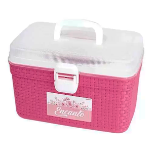Frasqueira Plástica Rattan Com Bandeja Organizadora Maleta