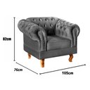 Ver imagem 3 de Poltrona Dom Pedro Chesterfield Retrô Decorativa Cinza Grafite
