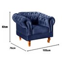 Ver imagem 3 de Poltrona Dom Pedro Chesterfield Retrô Decorativa Azul Marinho