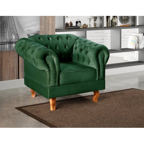 Poltrona Dom Pedro Chesterfield Retrô Decorativa Verde