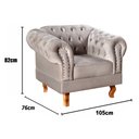Ver imagem 3 de Poltrona Dom Pedro Chesterfield Retrô Decorativa Cinza Capuccino