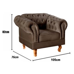 Poltrona Dom Pedro Chesterfield Retrô Decorativa - 3