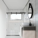 Ver imagem 3 de Espelho para Sala Quarto Banheiro Redondo Grande 60 Cm com Alça Aro Preto Couro Preto