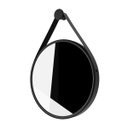 Ver imagem 4 de Espelho para Sala Quarto Banheiro Redondo Grande 60 Cm com Alça Aro Preto Couro Preto