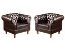 Ver imagem 1 de Conjunto 2 Poltronas Chesterfield Dom Pedro Decoração Sala Recepção Retrô Marrom Café