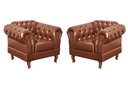 Ver imagem 1 de Conjunto 2 Poltronas Chesterfield Dom Pedro Decoração Sala Recepção Retrô Marrom Caramelo