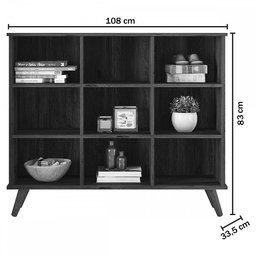 Estante para Livros 9 Nichos ébano Rústico/Retro 1478 - Qmovi - 3 Estante para Livros 9 Nichos ébano Rústico/Retro 1478 - Qmovi - 3