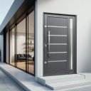 Ver imagem 2 de Porta Pivotante Alumínio Lambril Miraggio c/Pux.Esq. Elite Cinza 240x130 Brimak