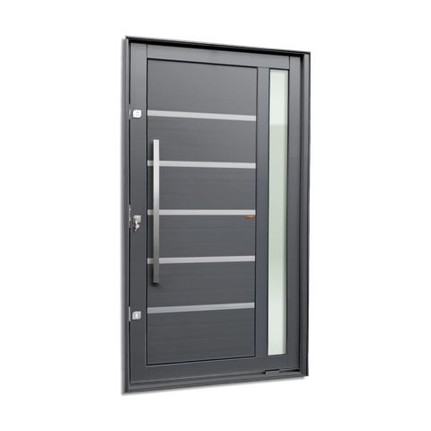 Porta Pivotante Alumínio Lambril Miraggio c/Pux.Esq. Elite Cinza 240x130 Brimak
