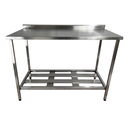 Ver imagem 2 de Mesa Aço Inox Profissional 100x60x90 Cm com Espelho e 1 Prateleira Fenestrada Nortinox