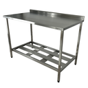 Ver imagem 1 de Mesa Aço Inox Profissional 100x60x90 Cm com Espelho e 1 Prateleira Fenestrada Nortinox