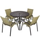 Ver imagem 1 de Jogo 4 Cadeiras Emily e Mesa com Tampo Ripado em Alumínio para Piscina, Área e Jardim Trama Original