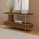 Ver imagem 1 de Aparador Sala de Jantar Cachepot em Madeira Maciça Imbuia Mel 2 Gavetas Estrutura Metal Champagne