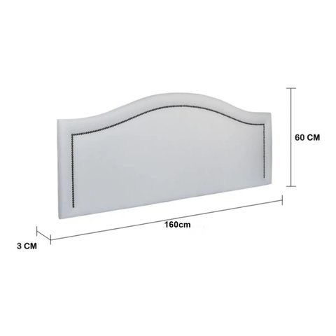 Cabeceira Queen Provençal Luxo Estofada 160x60 - Corino Branco - Tachas Fume