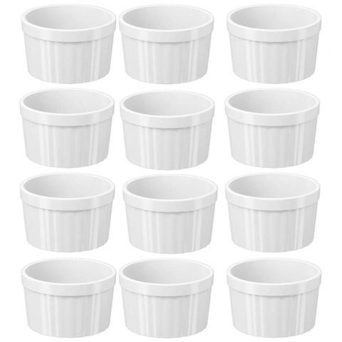 12 Ramekins Brancos 220ml Molheira Sobremesa Petiscos Uno Coza Restaurante Lanchonete
