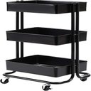 Ver mais imagens de Carrinho Multiuso Organizador 3 Prateleiras em Aco Preto Quarto Sala Brinquedos Salao Manicure Varan