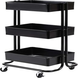 Carrinho Multiuso Organizador 3 Prateleiras em Aco Preto Quarto Sala Brinquedos Salao Manicure Varan - 8